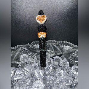 Elegant Black and Orange Beaded orange bling pen.  New to stock